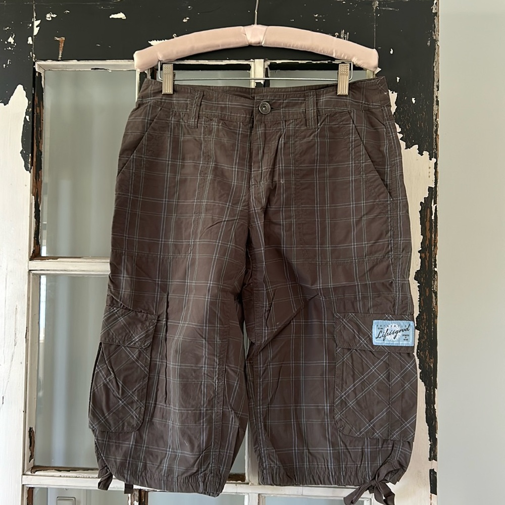 Life is good cropped cargo pants in plaid